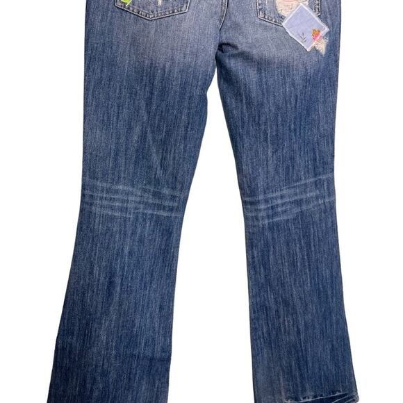 Guess Jeans Flared Bootcut Low Rise Embroidered Destroyed Flared Jeans Size 28 - Picture 6 of 10